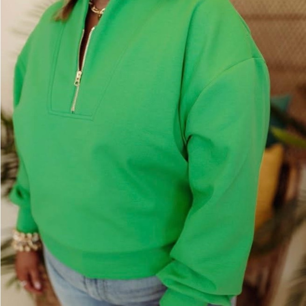 Green Half-Zip Pullover Sweatshirt - image 4